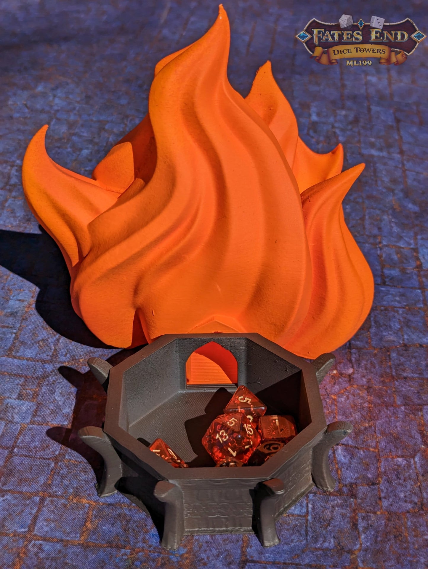 Sorcerer Fire 3D Printed Dice Tower | RPG Wizard Dice Roller | Fate's End Collection- Embrace the Fiery Passion of the Arcane Flame!
