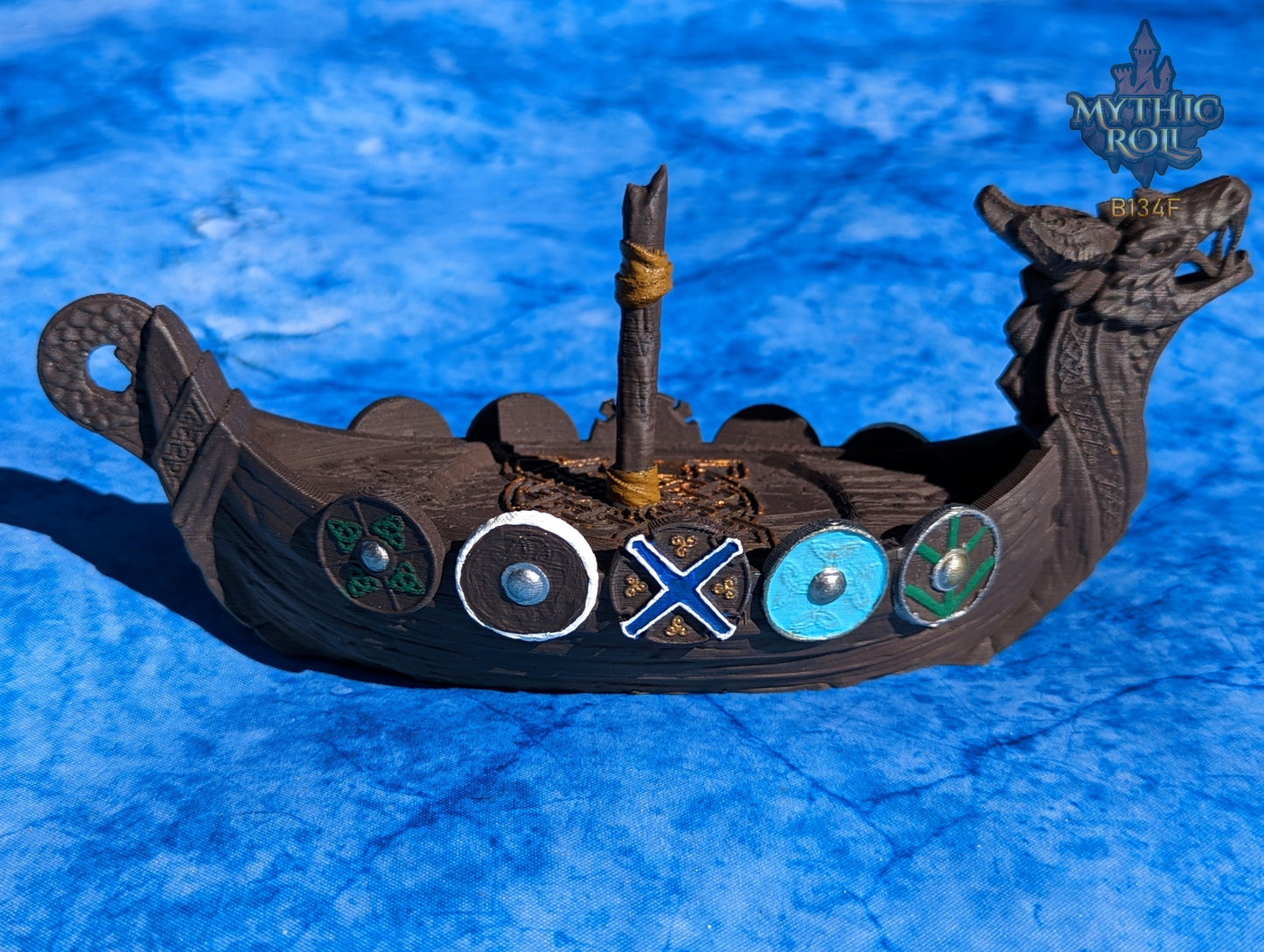 Viking Longboat 3D Printed Dice Jail | RPG Dice Vault | D20 Storage Box | Player Gift | Mythic Roll by Unchained Games