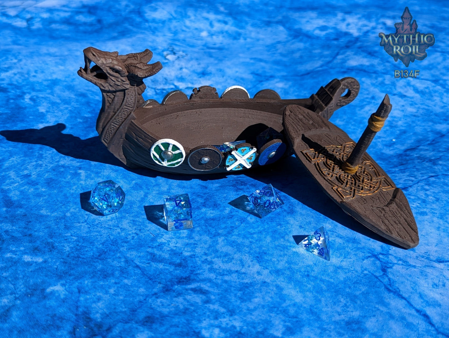 Viking Longboat 3D Printed Dice Jail | RPG Dice Vault | D20 Storage Box | Player Gift | Mythic Roll by Unchained Games