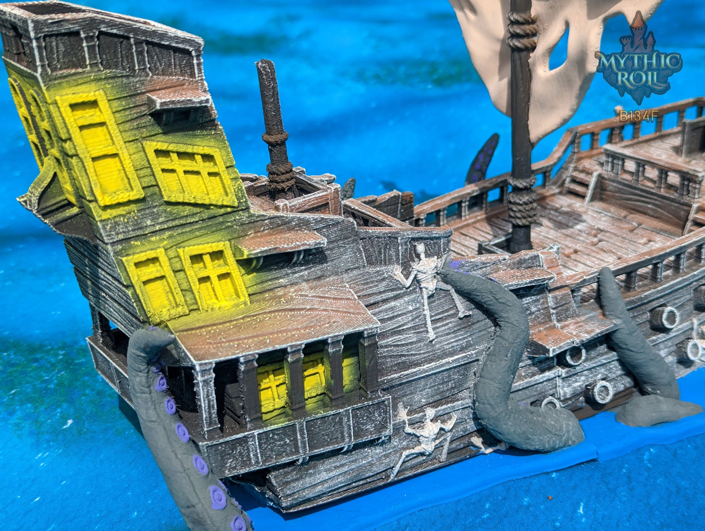 Ghost Pirate Ship 3D Printed Dice Tower - Mythic Roll Collection by Unchained Games | Dice Tray | D20 Dice Vault - Set sail into the unknown!