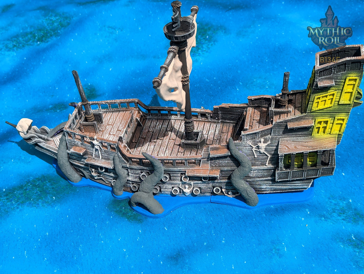 Ghost Pirate Ship 3D Printed Dice Tower - Mythic Roll Collection by Unchained Games | Dice Tray | D20 Dice Vault - Set sail into the unknown!