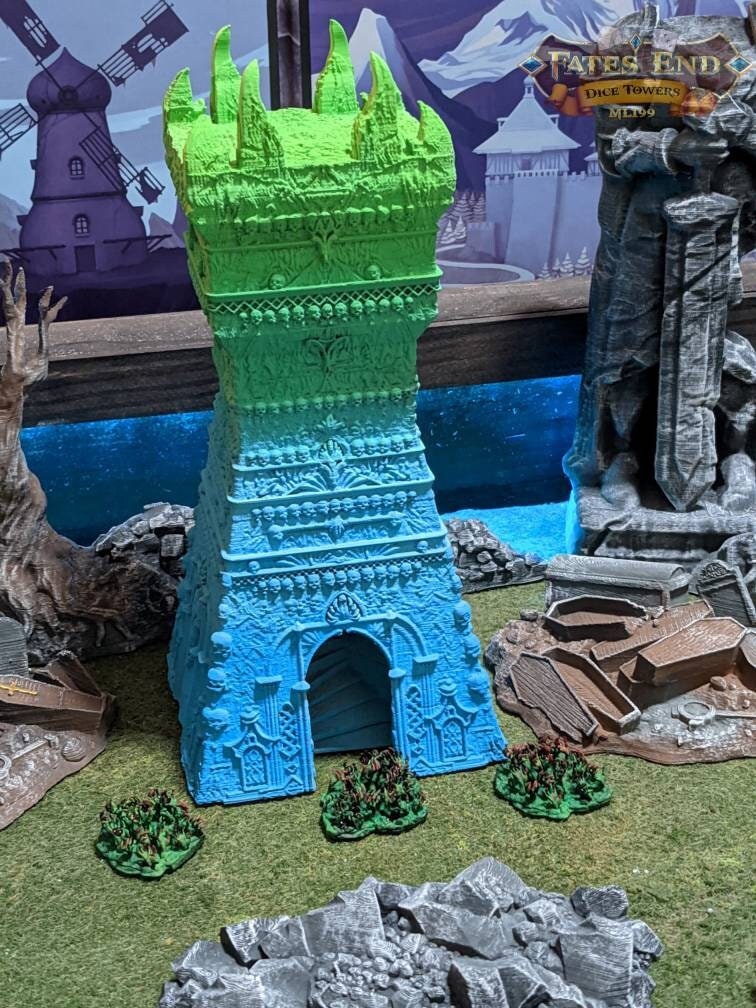 Necromancer 3D Printed Dice Tower- Fate's End Collection - Summon Rolls from the Cryptic Abyss, Commanding the Dark Arts and Undying Spirits!