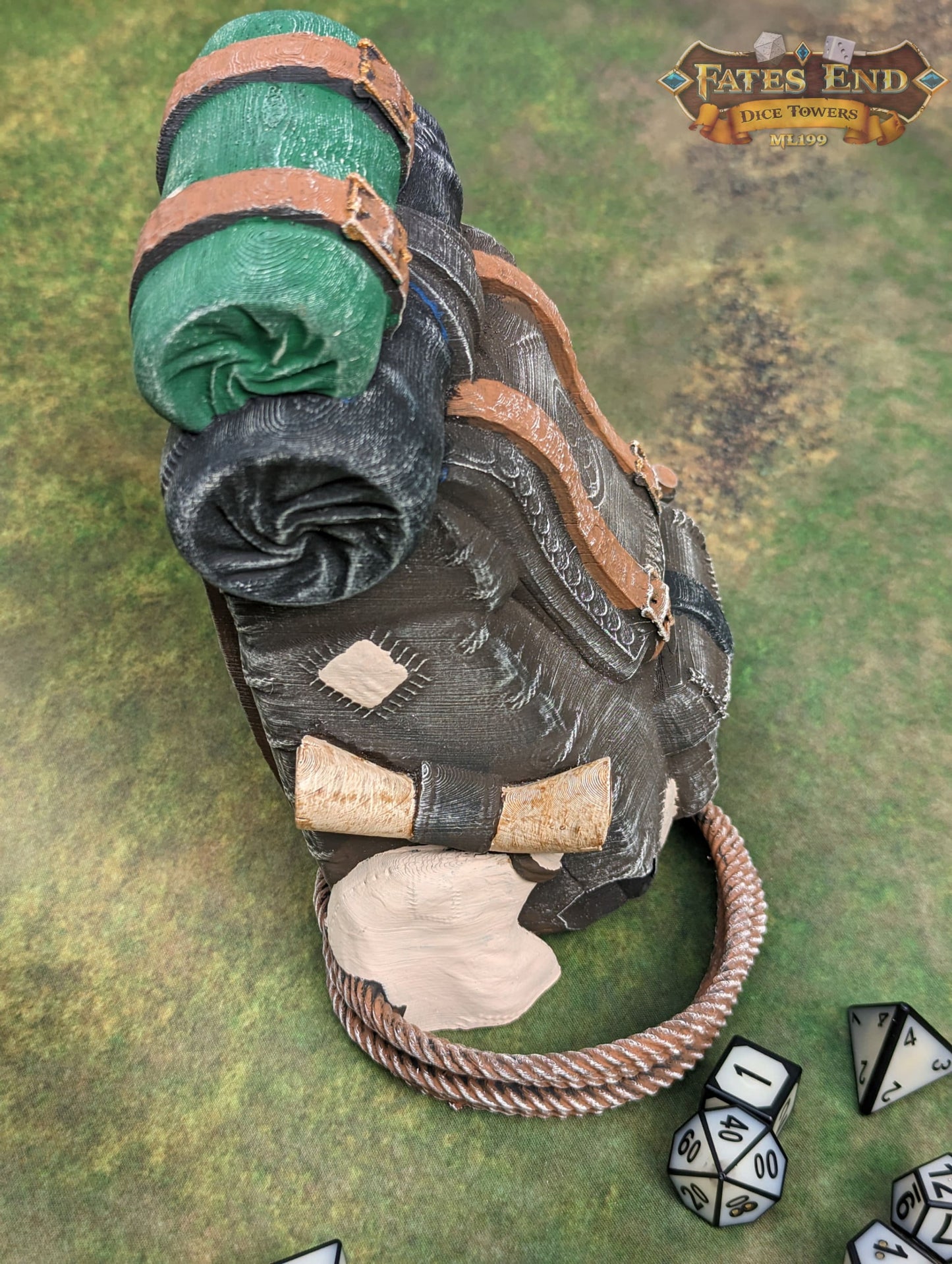 Ranger Back Pack 3D Printed Dice Tower - Fate's End Collection | Dice Tray | D20 Dice Vault - Adventure Time!
