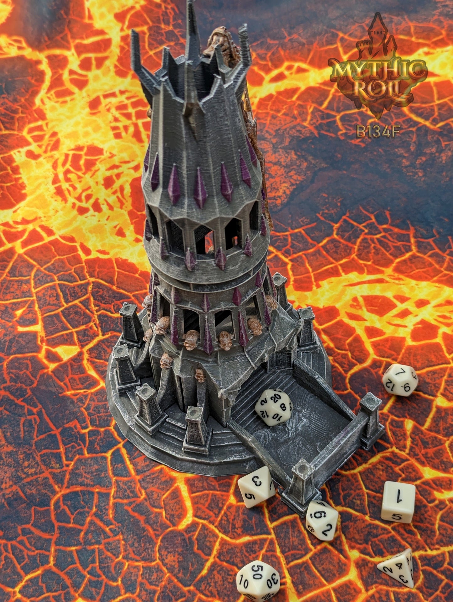 Necromancer Lich Undead Dragon 3D Printed Dice Tower | DnD Player Gift | Mythic Roll Collection by Unchained Games- Unearth the Dark Arts!