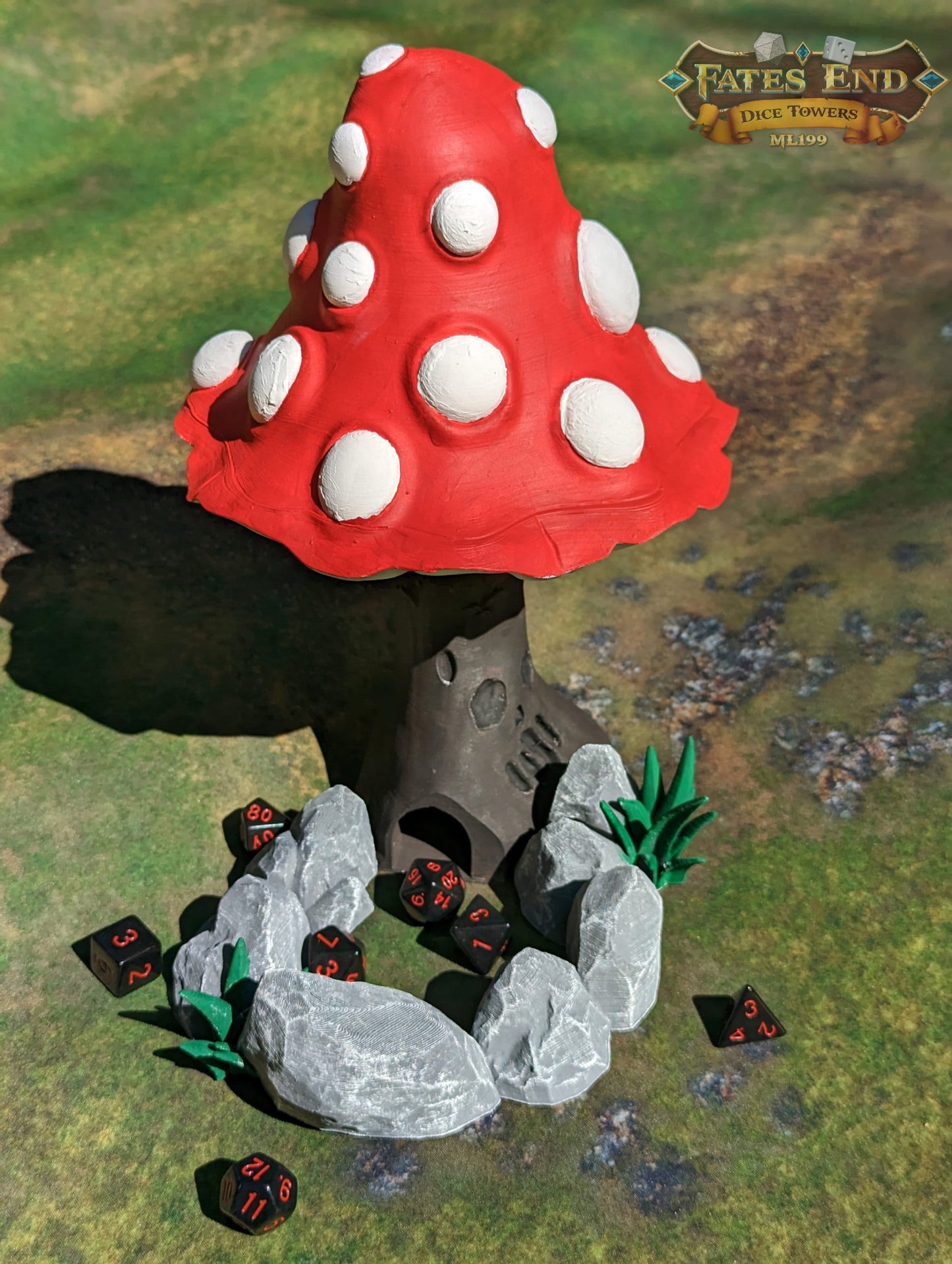 Mushroom 3D Printed Dice Tower - Fate's End Furhaven Collection - Venture into an Enchanted Realm!