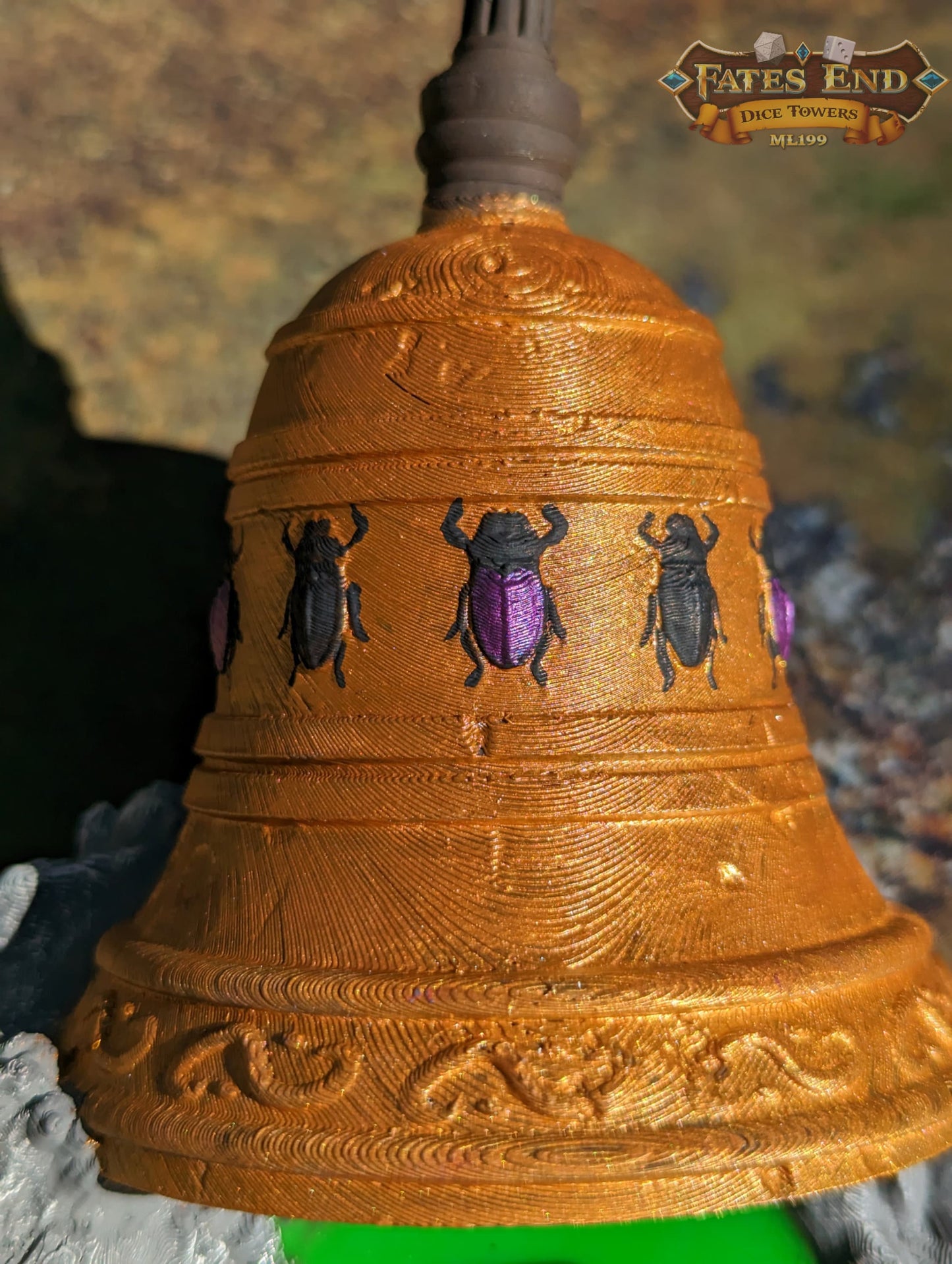Bell of Bugs Dice Tower - Fate's End Collection - Summon Nature's Melodies and Mysteries with Every Ring.