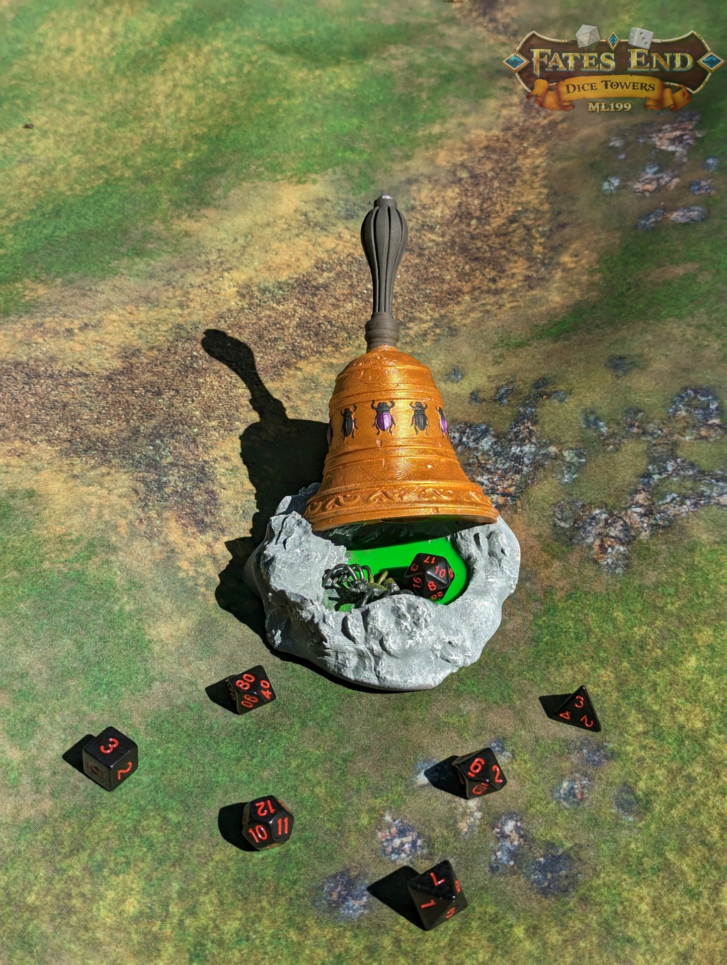 Bell of Bugs Dice Tower - Fate's End Collection - Summon Nature's Melodies and Mysteries with Every Ring.