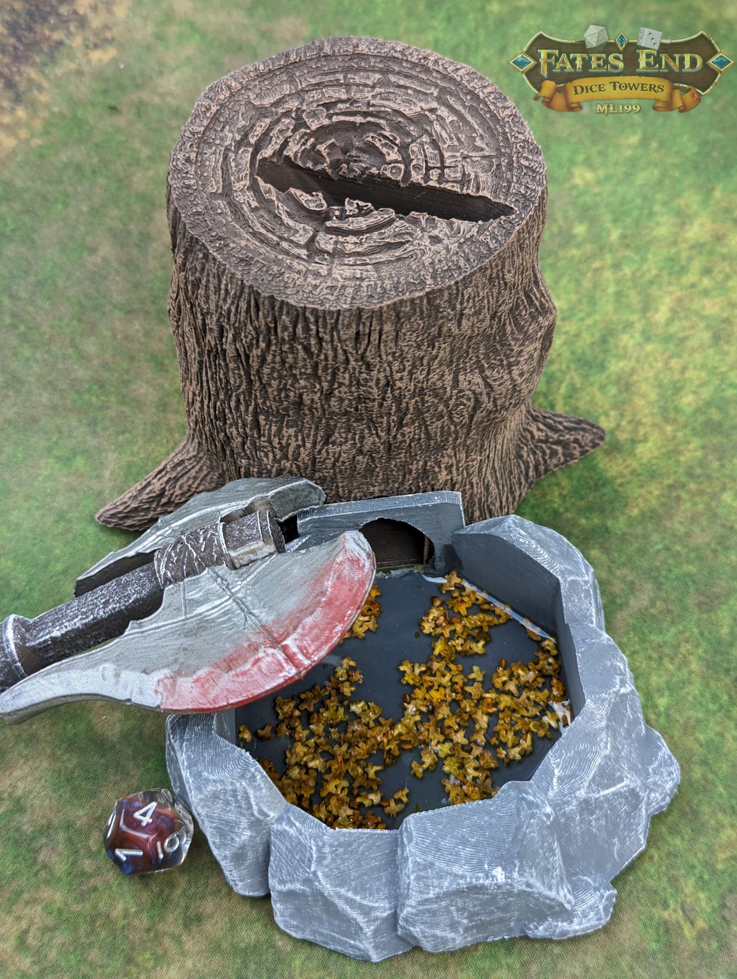 Barbarian Axe 3D Printed RPG Dice Tower - Fate's End Collection - Unleash the Untamed Spirit of Furhaven with Every Dice Toss.