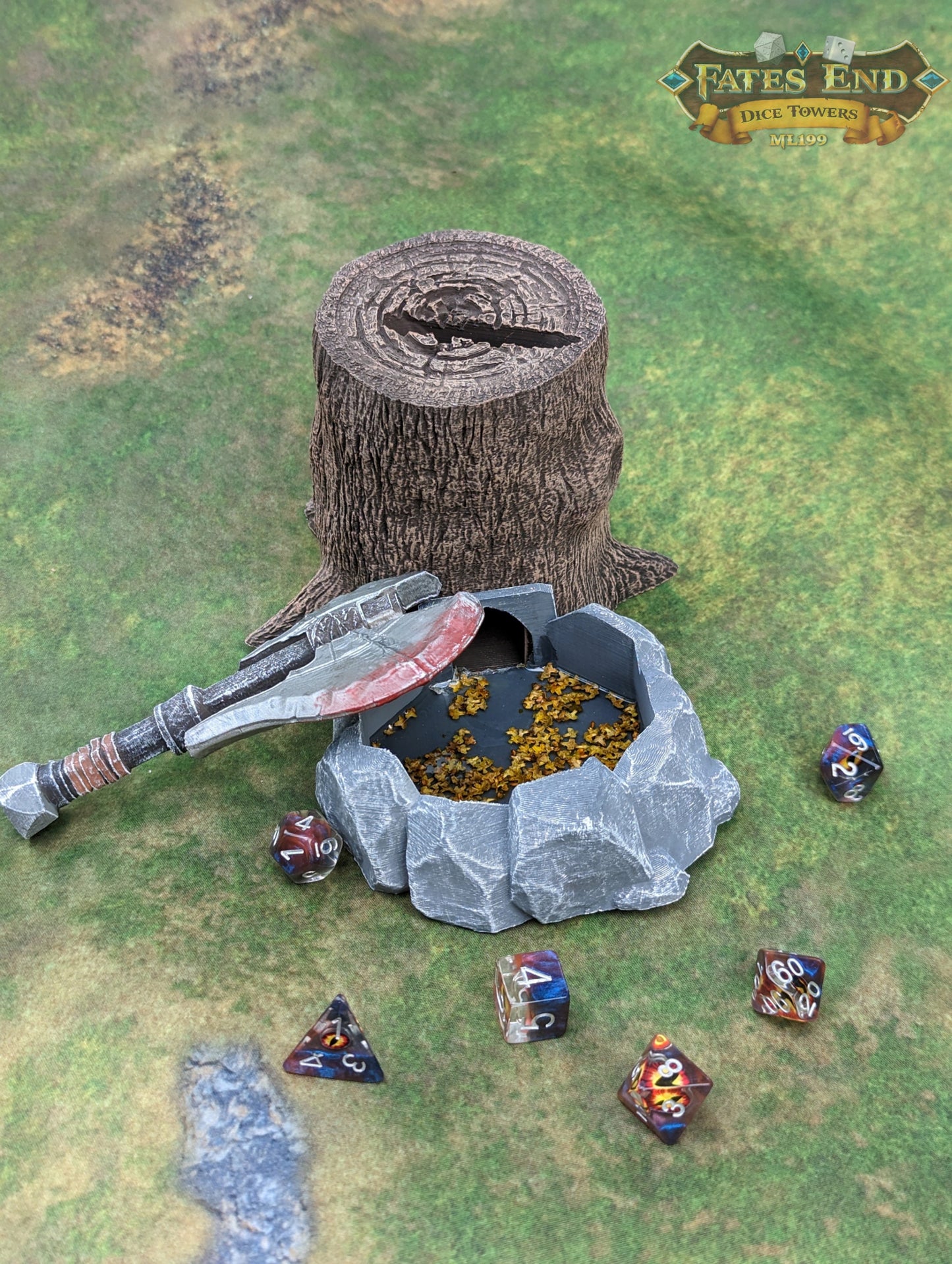Barbarian Axe 3D Printed RPG Dice Tower - Fate's End Collection - Unleash the Untamed Spirit of Furhaven with Every Dice Toss.