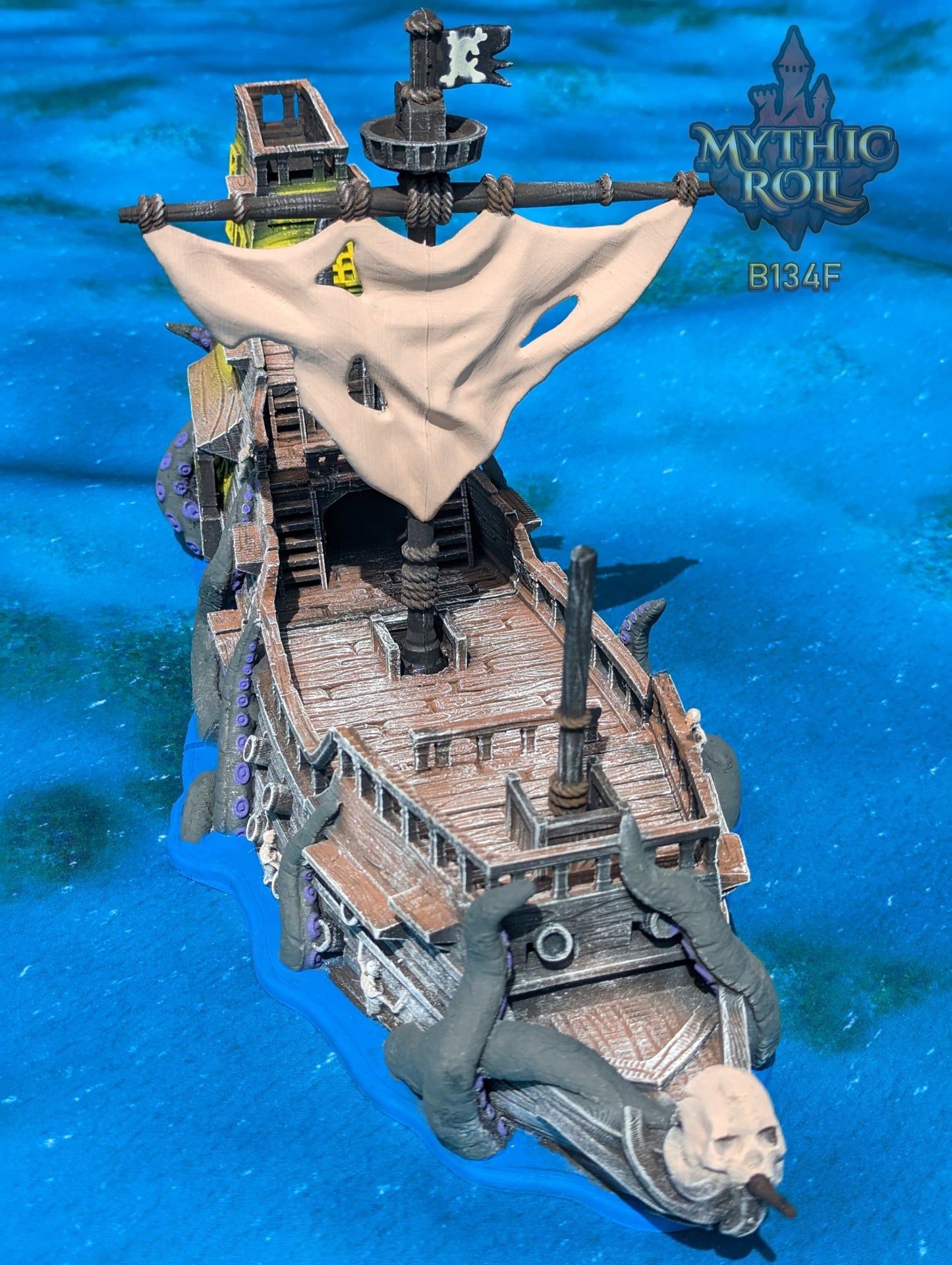 Ghost Pirate Ship 3D Printed Dice Tower - Mythic Roll Collection by Unchained Games | Dice Tray | D20 Dice Vault - Set sail into the unknown!