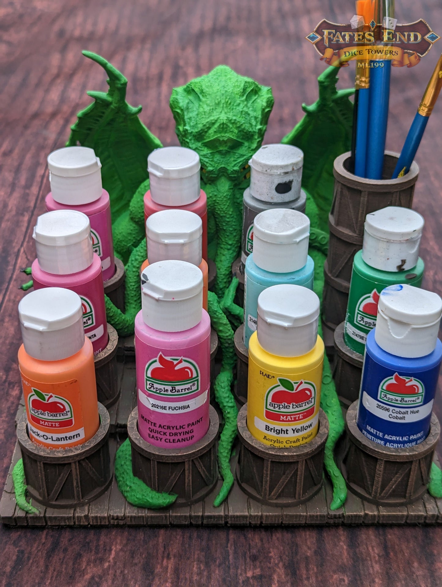 Cthulhu Paint Brush & Bottle Holder - Dice Tray - Fate's End Collection: Embrace Lovecraftian Horror in Your Artistry!