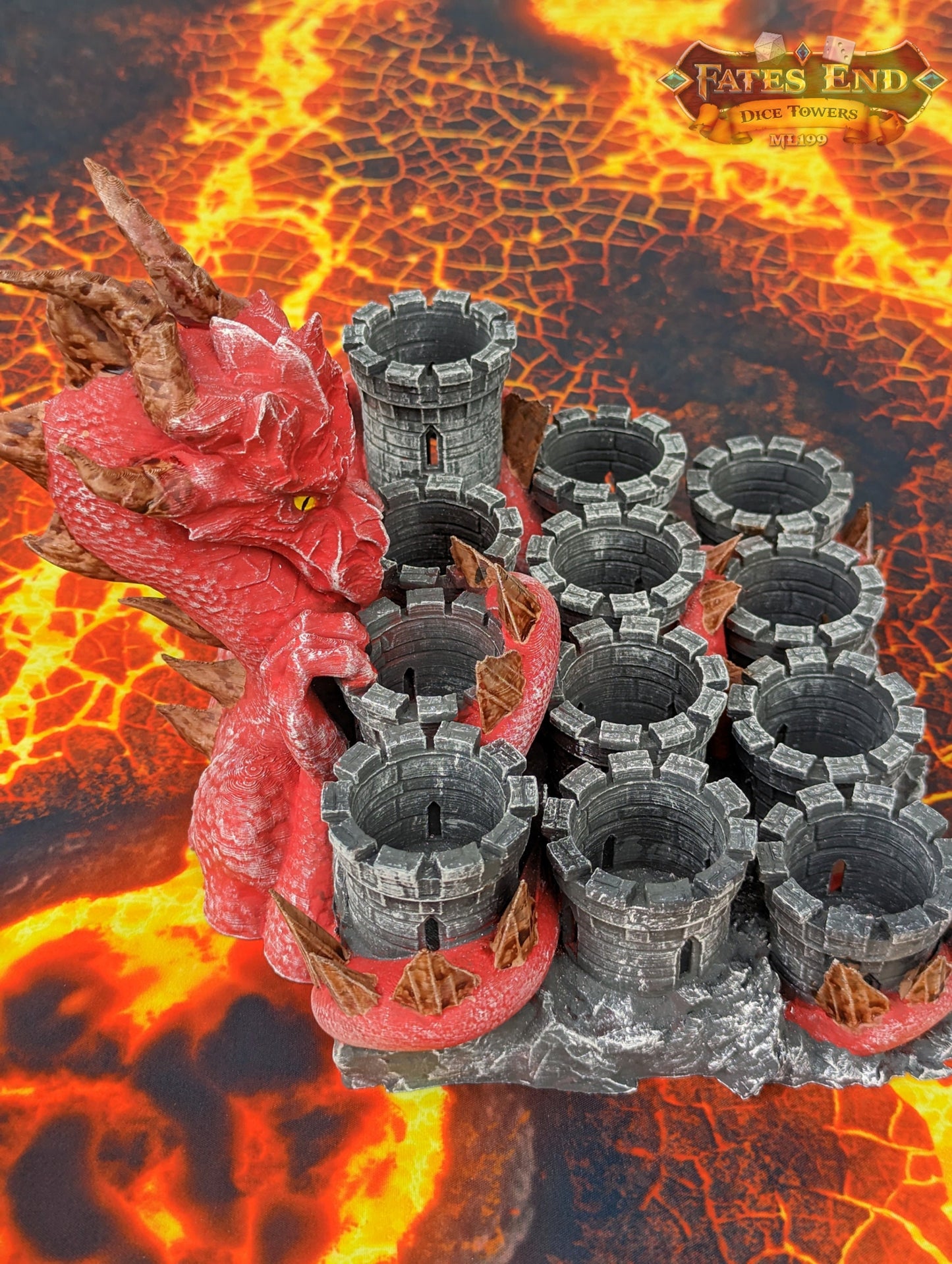 Dragon Paint Brush & Bottle Holder - Dice Tray - Fate's End Collection: Cradle Your Colors with the Majestic Grip of Mythical Wings.