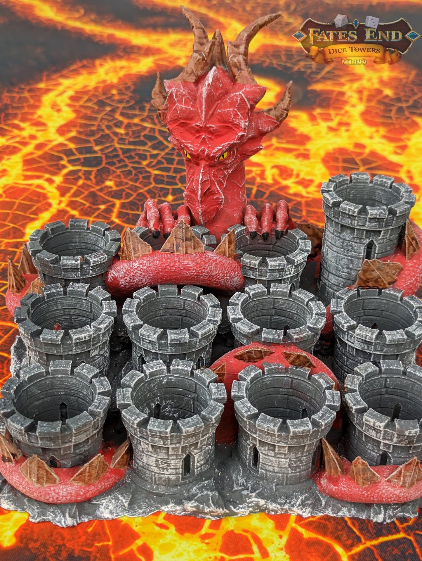 Dragon Paint Brush & Bottle Holder - Dice Tray - Fate's End Collection: Cradle Your Colors with the Majestic Grip of Mythical Wings.