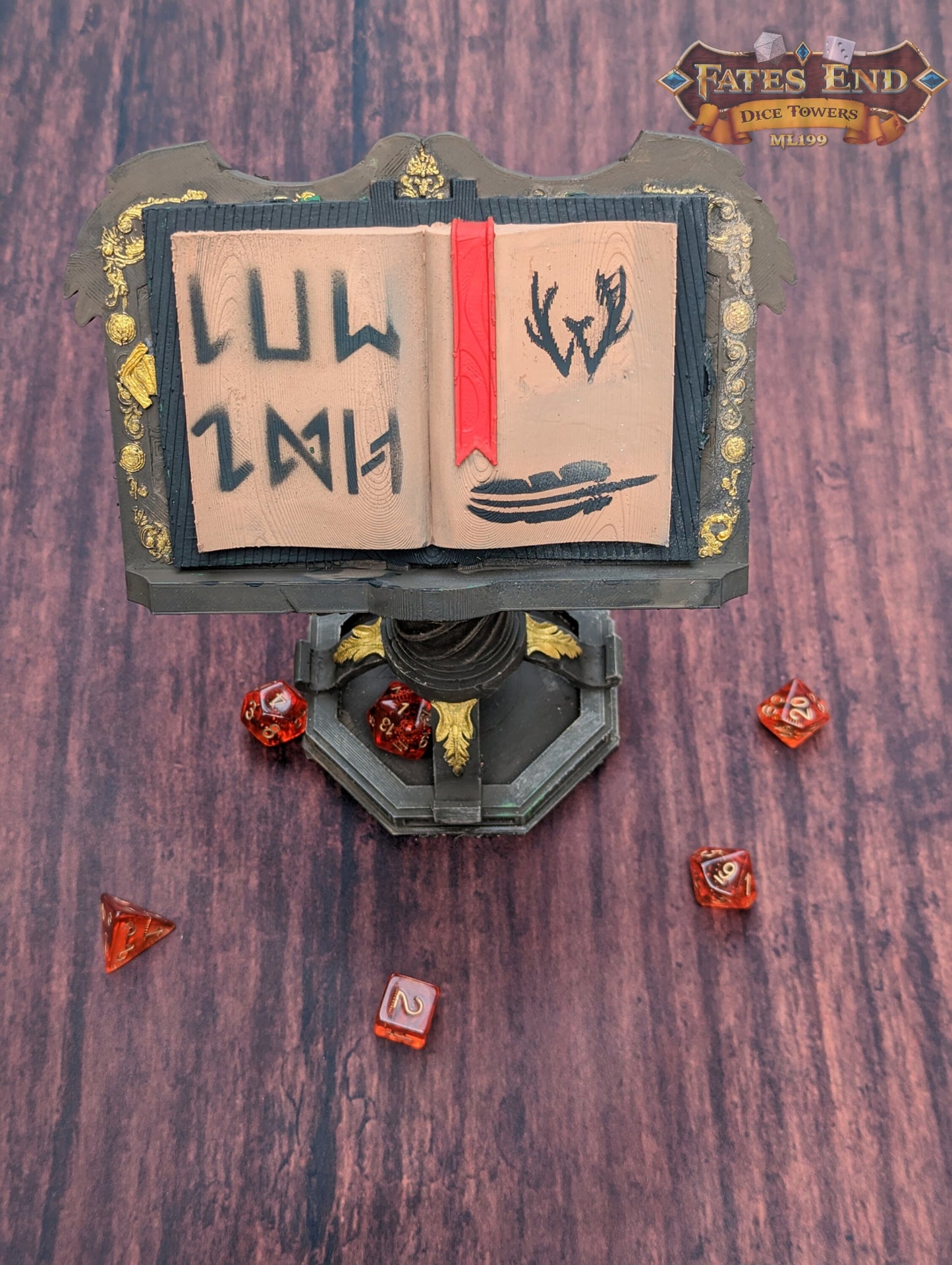 Magic Spell Book Tome 3D Printed Dice Tower - Fate's End Furhaven Collection - Unlock the Arcane Secrets of the Magic Tome!