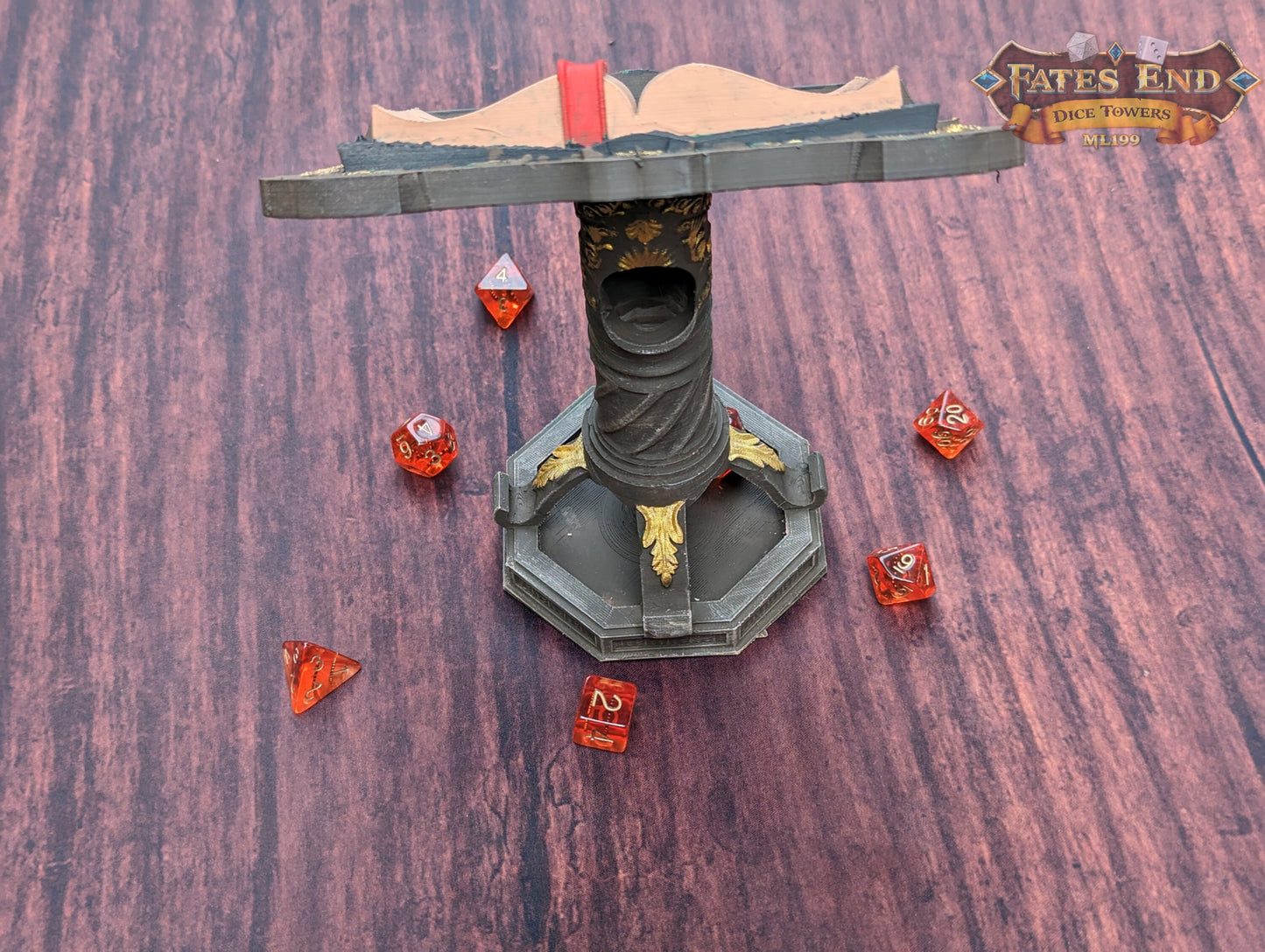 Magic Spell Book Tome 3D Printed Dice Tower - Fate's End Furhaven Collection - Unlock the Arcane Secrets of the Magic Tome!