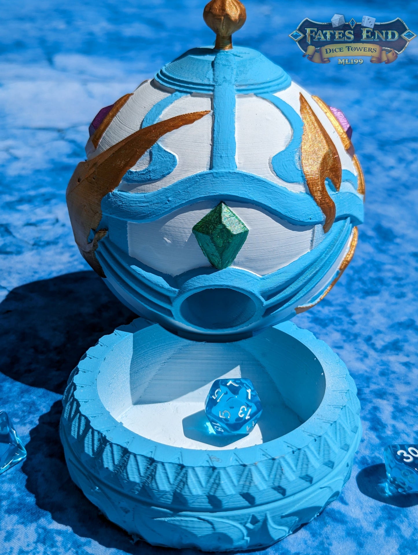 Monk's Spirit Orb 3D Printed Dice Tower- Fate's End Furhaven Collection - Embrace tranquility!