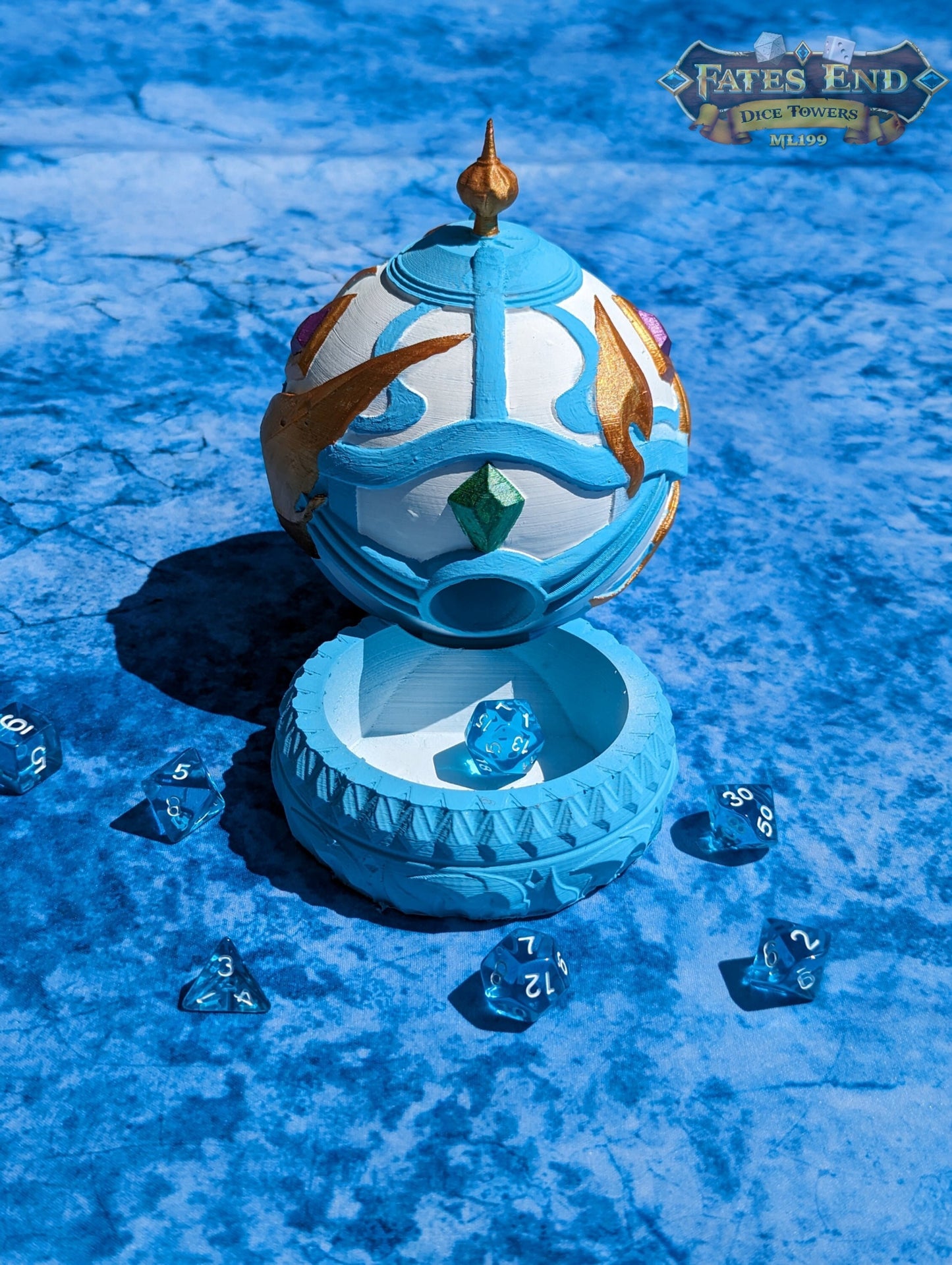 Monk's Spirit Orb 3D Printed Dice Tower- Fate's End Furhaven Collection - Embrace tranquility!