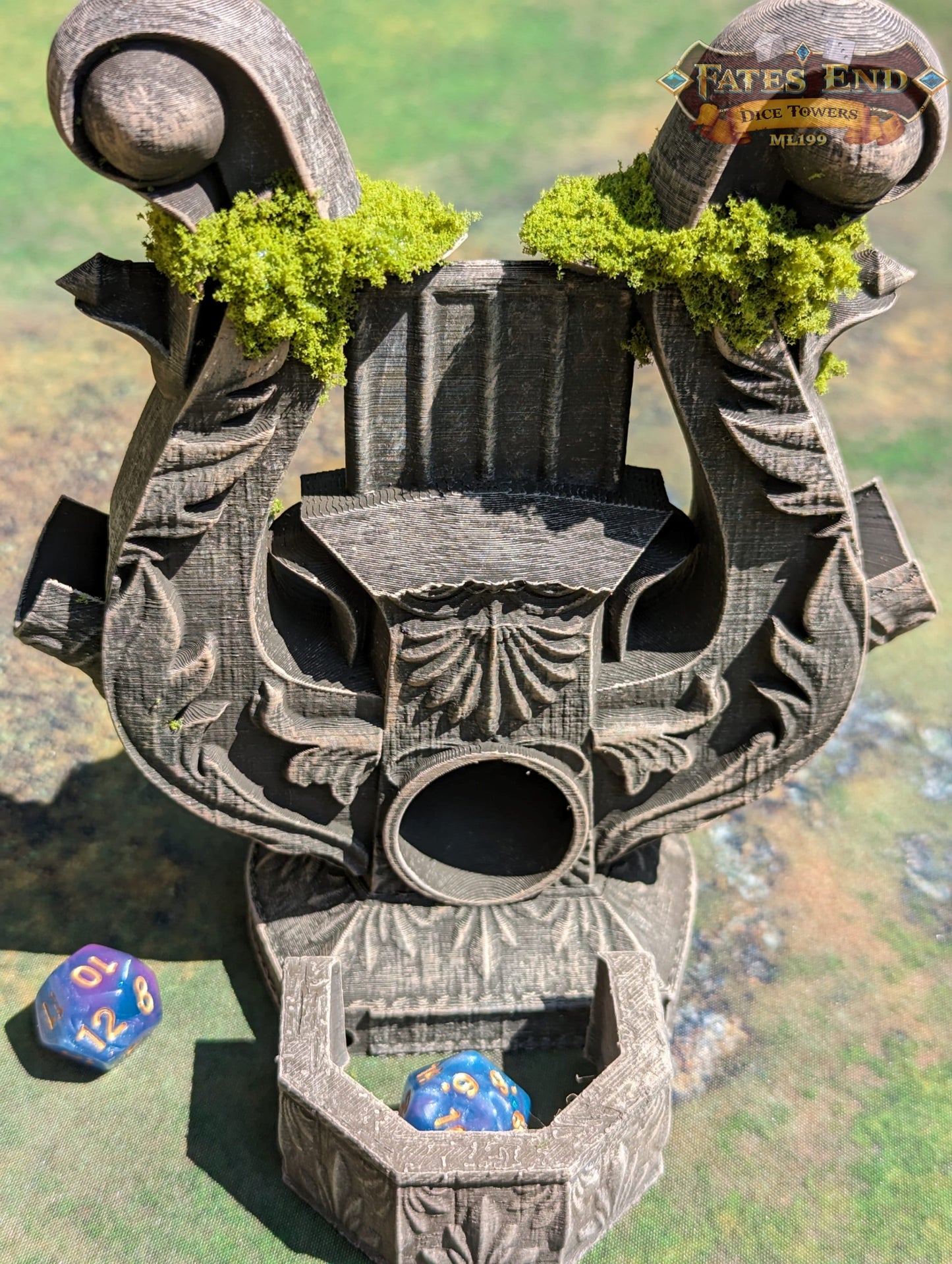 Bard's Lyre Dice Tower - Fate's End Collection - Echoes of Epic Tales with Every Dice Serenade.