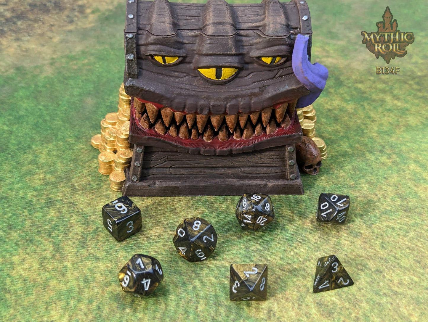 Mimic 3D Printed Dice Box/Jail/Vault/Prison - Mythic Roll - Unchained Games - RPG Gaming Cosplay - Dungeons and Dragons DnD Wargaming.