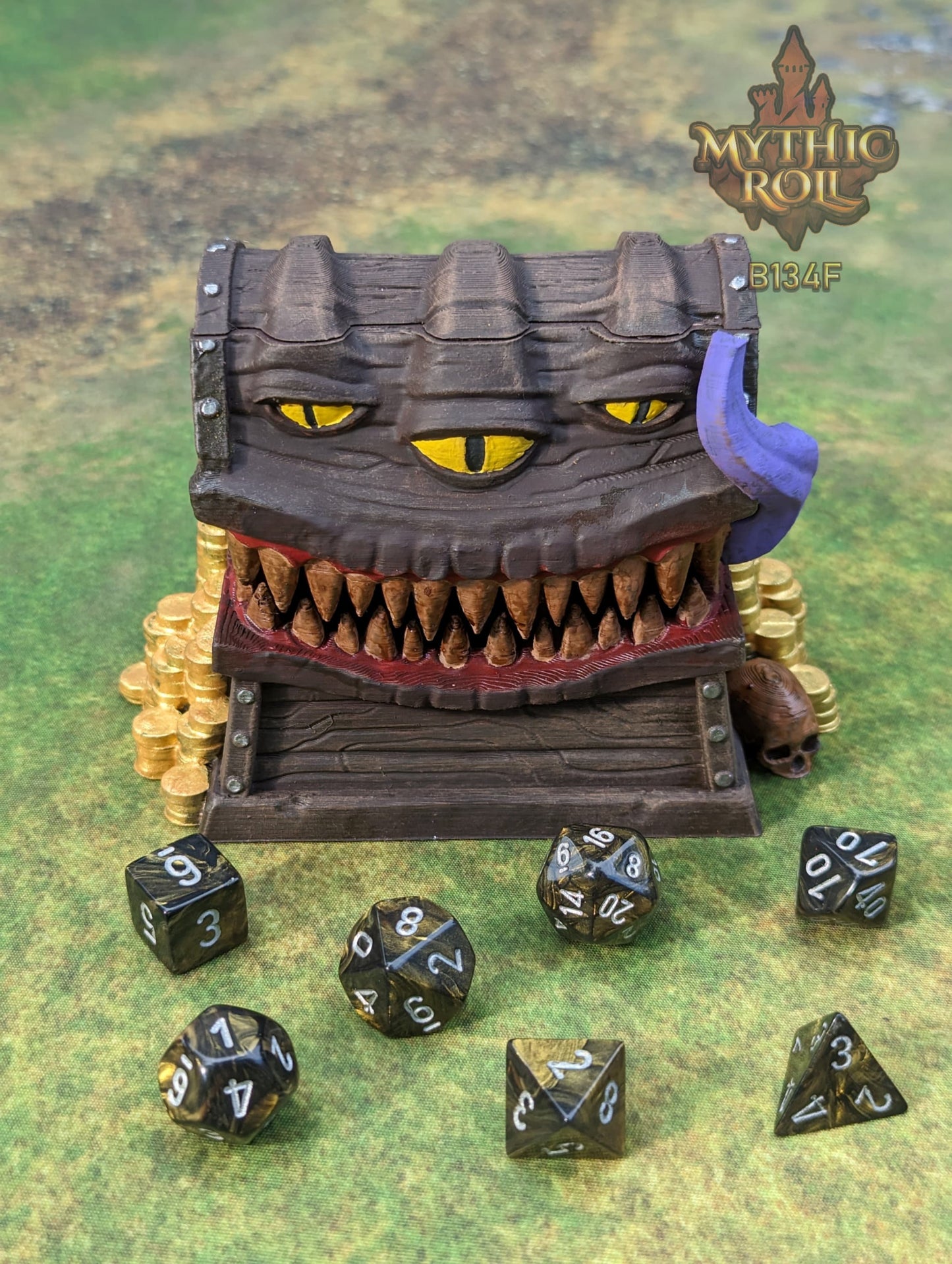 Mimic 3D Printed Dice Box/Jail/Vault/Prison - Mythic Roll - Unchained Games - RPG Gaming Cosplay - Dungeons and Dragons DnD Wargaming.