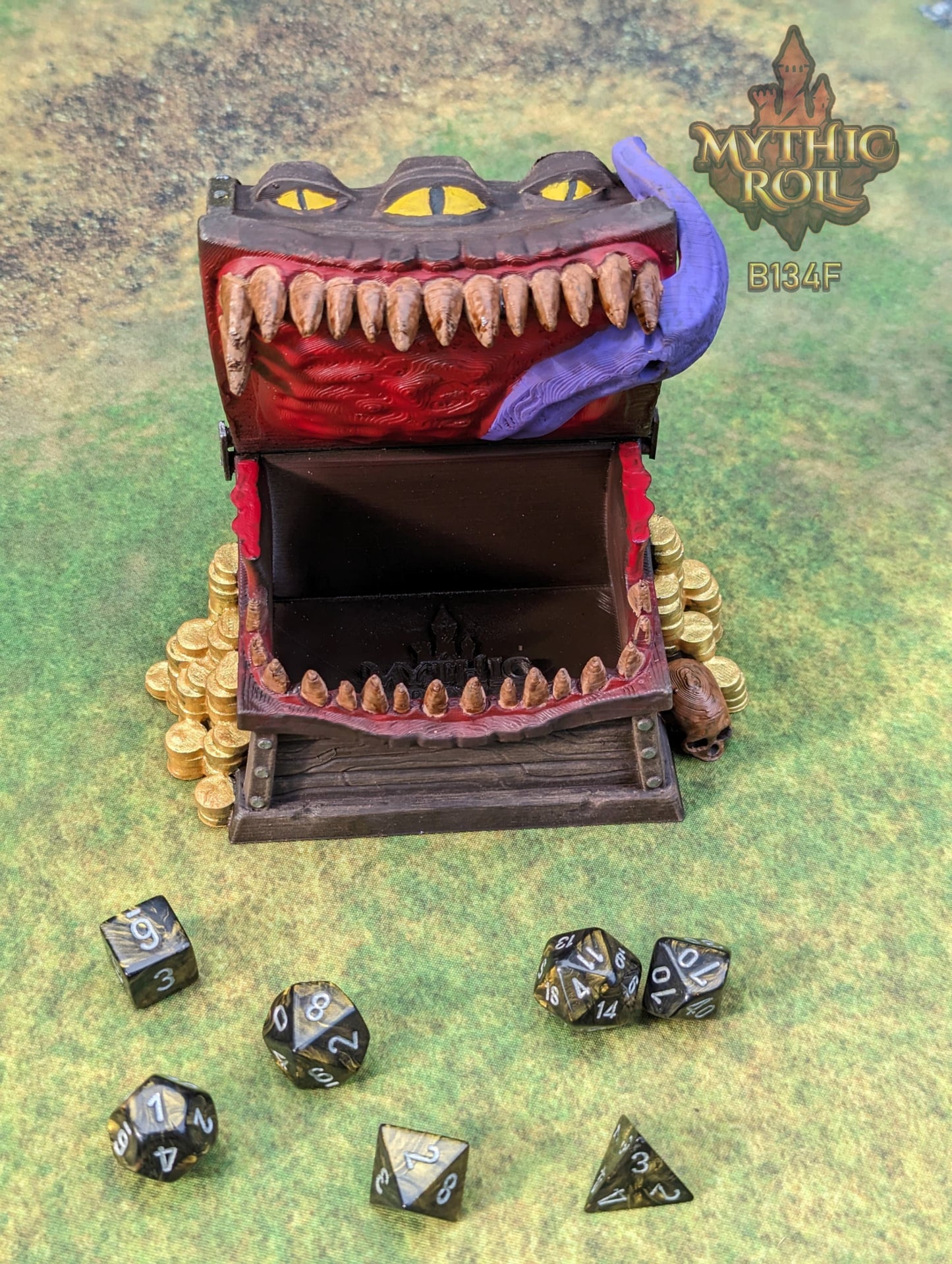 Mimic 3D Printed Dice Box/Jail/Vault/Prison - Mythic Roll - Unchained Games - RPG Gaming Cosplay - Dungeons and Dragons DnD Wargaming.