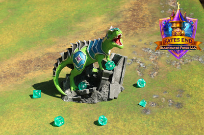 Armored War T-Rex 3D Printed Dice Tower – Fate's End Collection by Kim Bolt - Unleash Prehistoric Power!