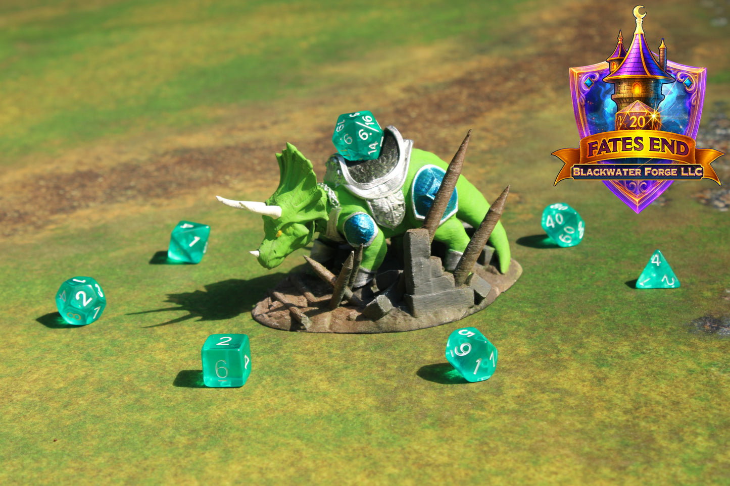 Armored War Triceratops Dinosaur 3D Printed Dice Jail - Fate's End Collection by Kim Bolt - Step back into a Prehistoric World!