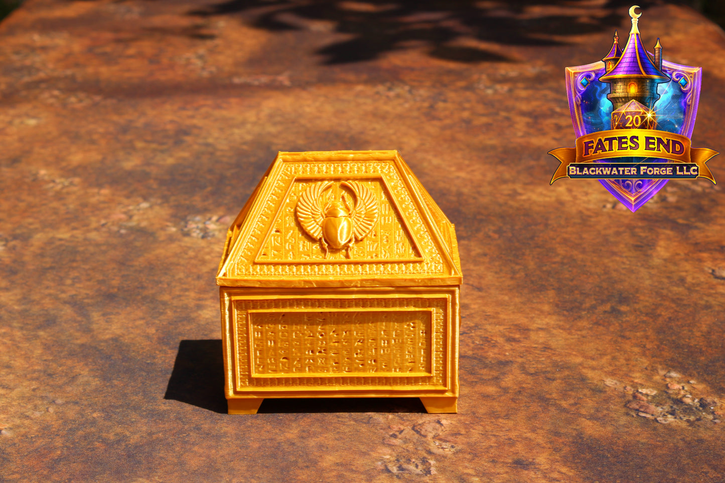 Ancient Egyptian Scarab Vault 3D Printed Dice Jail - Fate's End Collection by Kim Bolt - Step into the Sands of Ancient Legend!