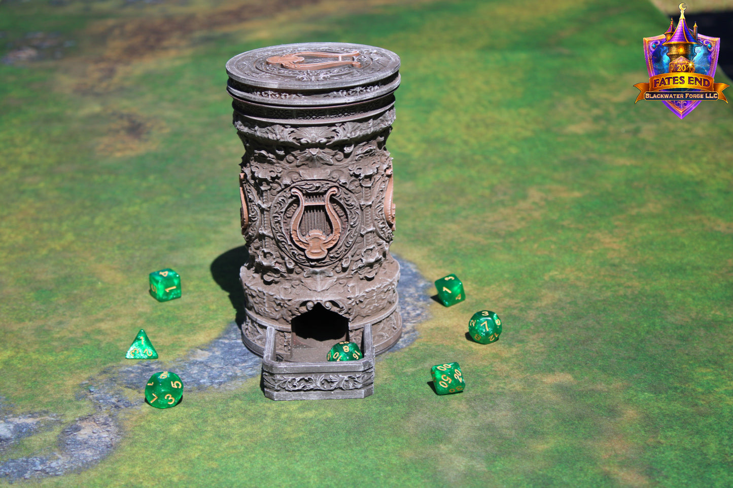 Bard 3D Printed RPG Dice Tower & Can Holder Combo: Fate's End Collection