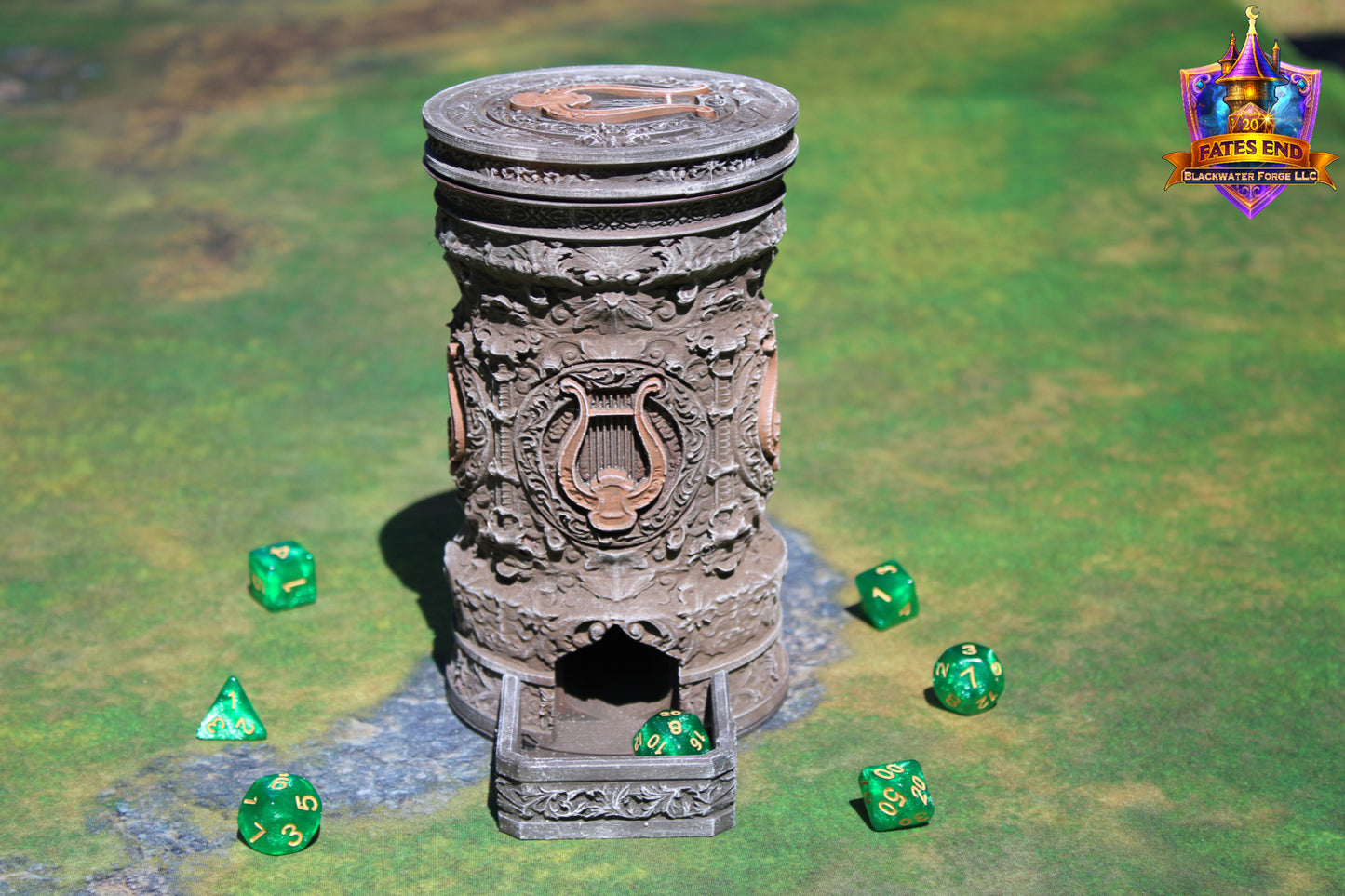 Bard 3D Printed RPG Dice Tower & Can Holder Combo: Fate's End Collection