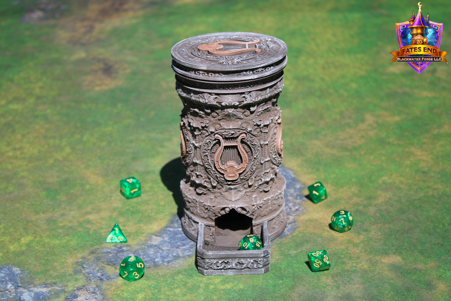 Bard 3D Printed RPG Dice Tower & Can Holder Combo: Fate's End Collection
