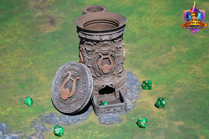 Bard 3D Printed RPG Dice Tower & Can Holder Combo: Fate's End Collection