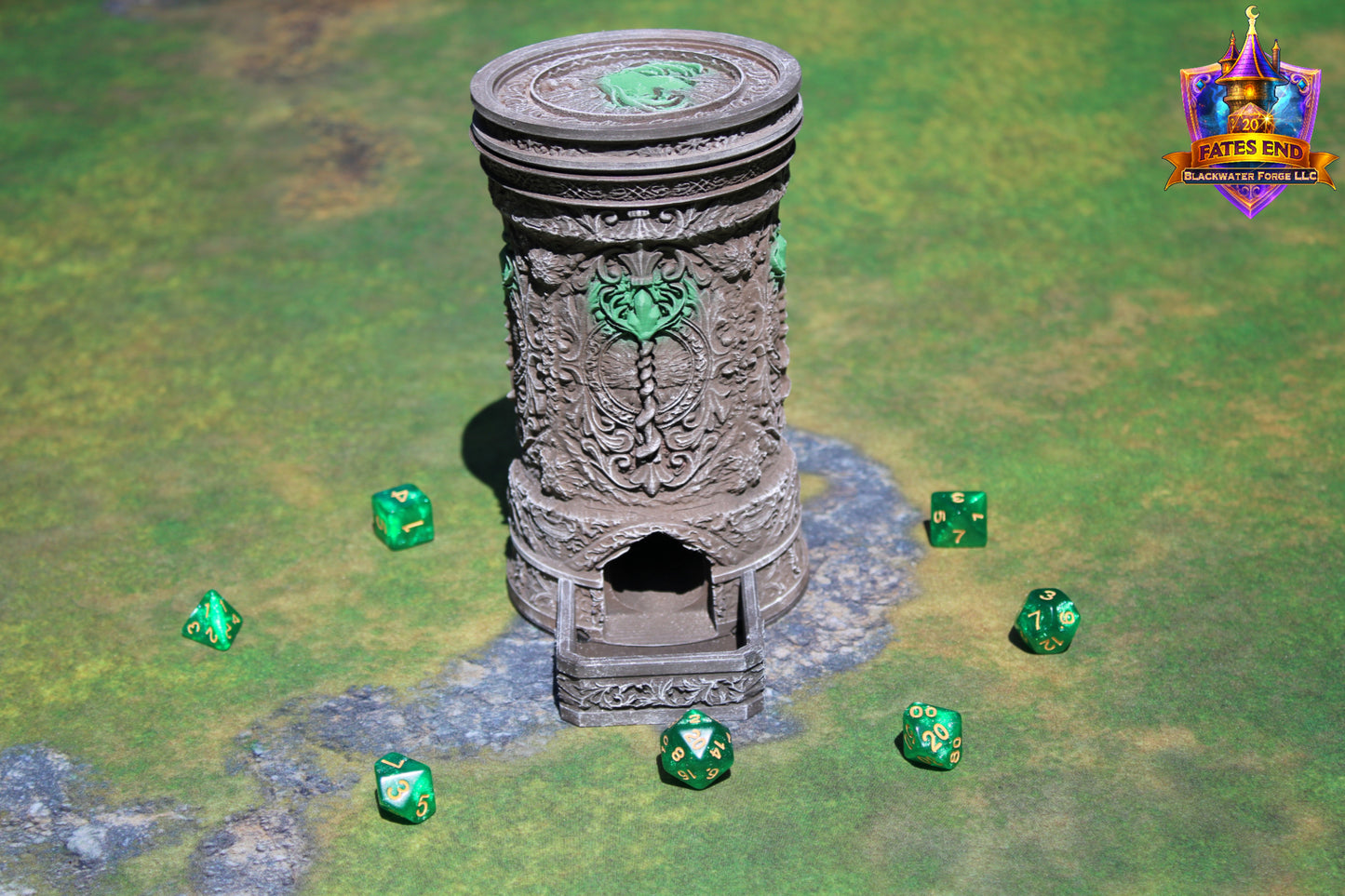 Druid 3D Printed RPG Dice Tower & Can Holder Combo: Fate's End Collection