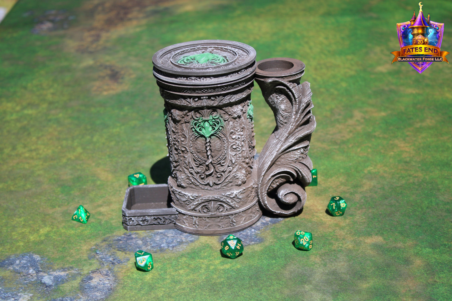 Druid 3D Printed RPG Dice Tower & Can Holder Combo: Fate's End Collection