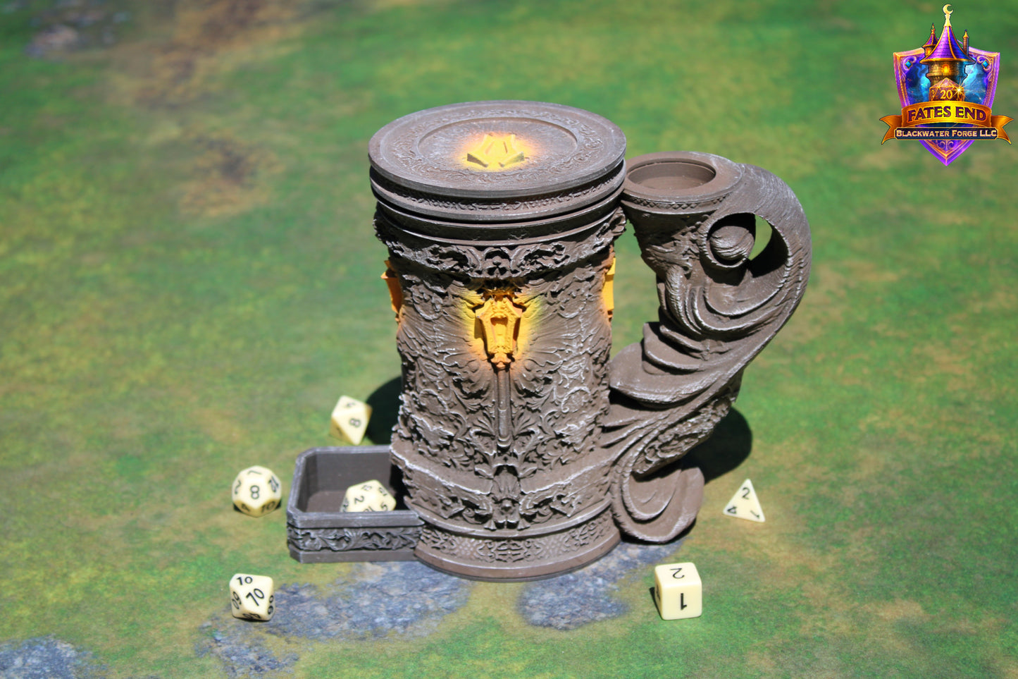 Cleric 3D Printed RPG Dice Tower & Can Holder Combo: Fate's End Collection
