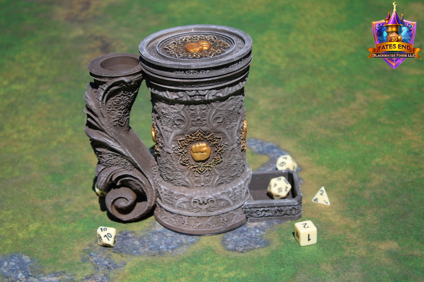 Monk 3D Printed RPG Dice Tower & Can Holder Combo: Fate's End Collection