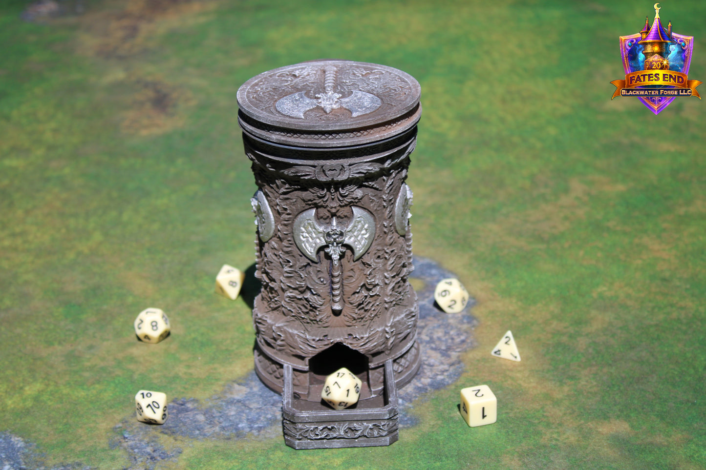 Barbarian 3D Printed RPG Dice Tower & Can Holder Combo: Fate's End Collection