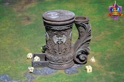 Barbarian 3D Printed RPG Dice Tower & Can Holder Combo: Fate's End Collection