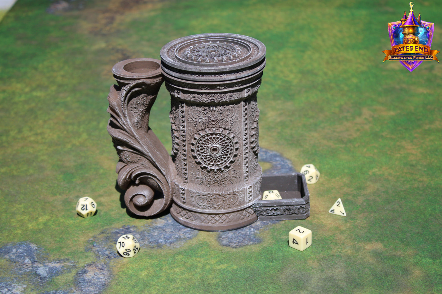 Artificer Steampunk 3D Printed RPG Dice Tower & Can Holder Combo: Fate's End Collection