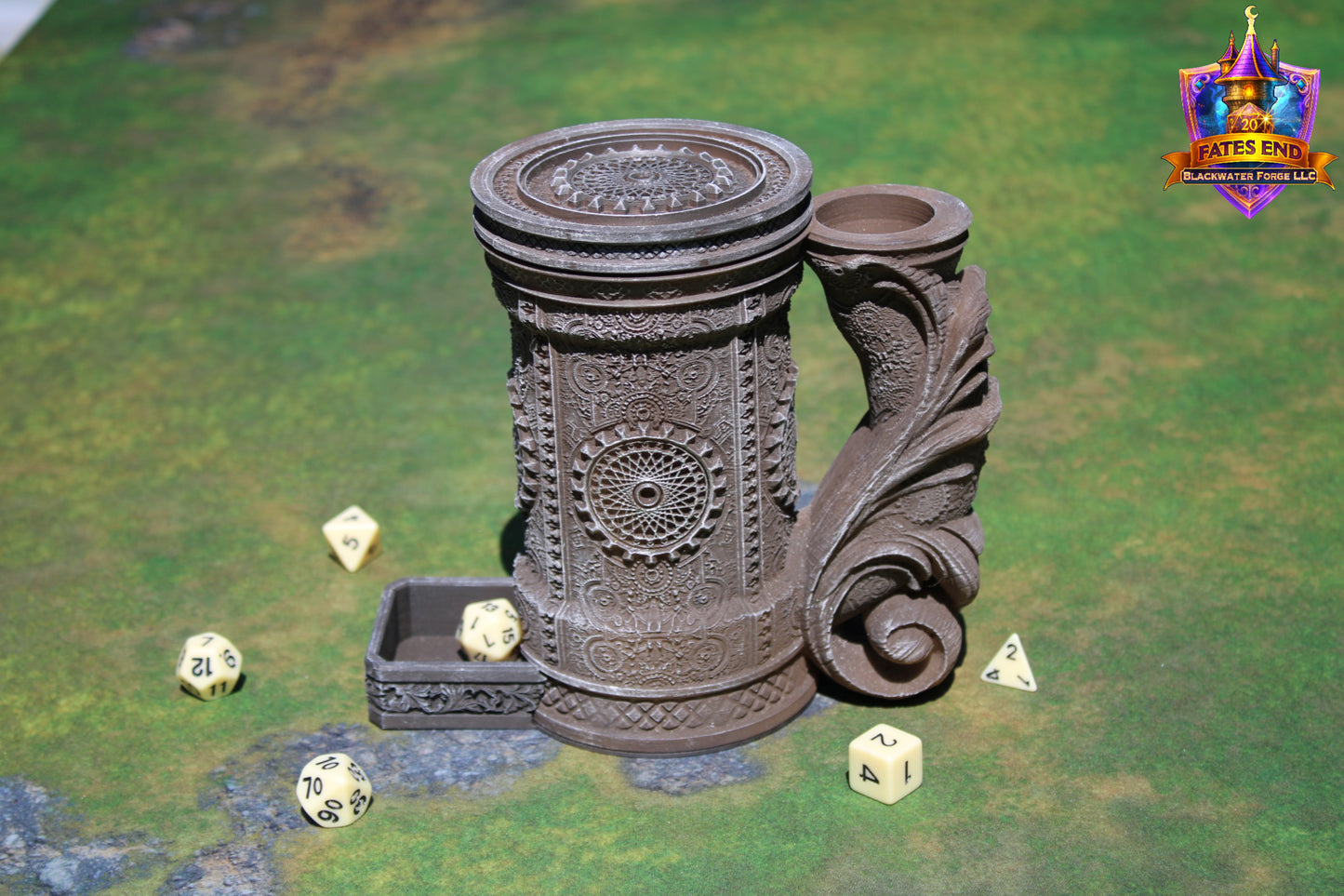 Artificer Steampunk 3D Printed RPG Dice Tower & Can Holder Combo: Fate's End Collection