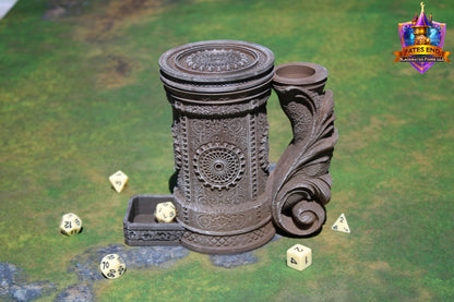 Artificer Steampunk 3D Printed RPG Dice Tower & Can Holder Combo: Fate's End Collection