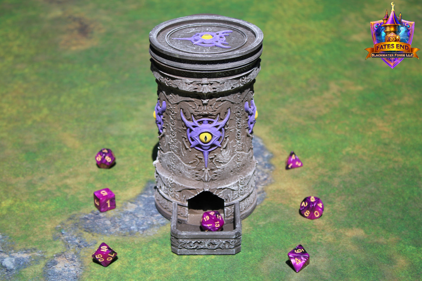 Warlock 3D Printed RPG Dice Tower & Can Holder Combo: Fate's End Collection