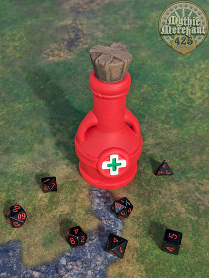 Health Potion 3D Printed Dice Jail | RPG Dice Vault | D20 Storage Box  | Player Gift - Guard Dice with Healing Magic!