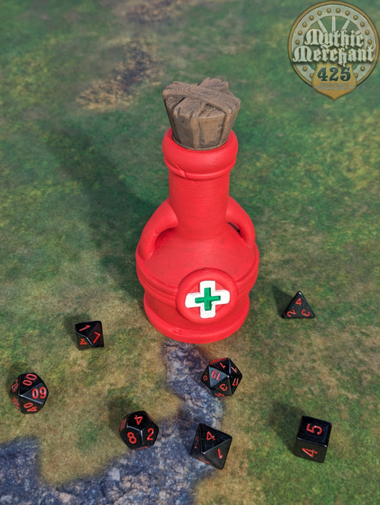 Health Potion 3D Printed Dice Jail | RPG Dice Vault | D20 Storage Box  | Player Gift - Guard Dice with Healing Magic !
