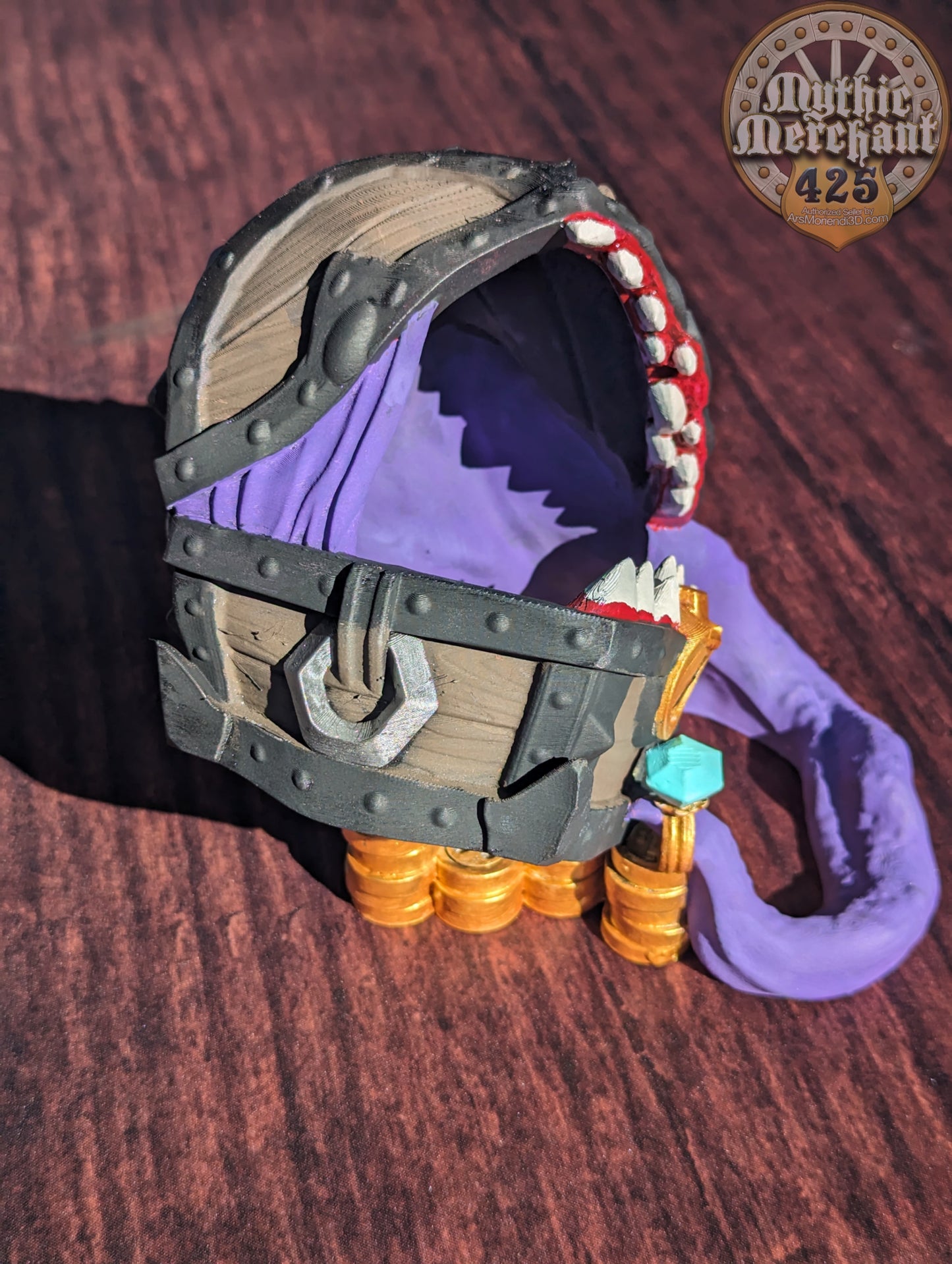 Mimic Treasure Chest 3D Printed Dice Tower - Mythic Mugs Collection by Ars Moriendi 3D| Dice Tray | D20 Dice Vault - Unleash the Mimic Magic