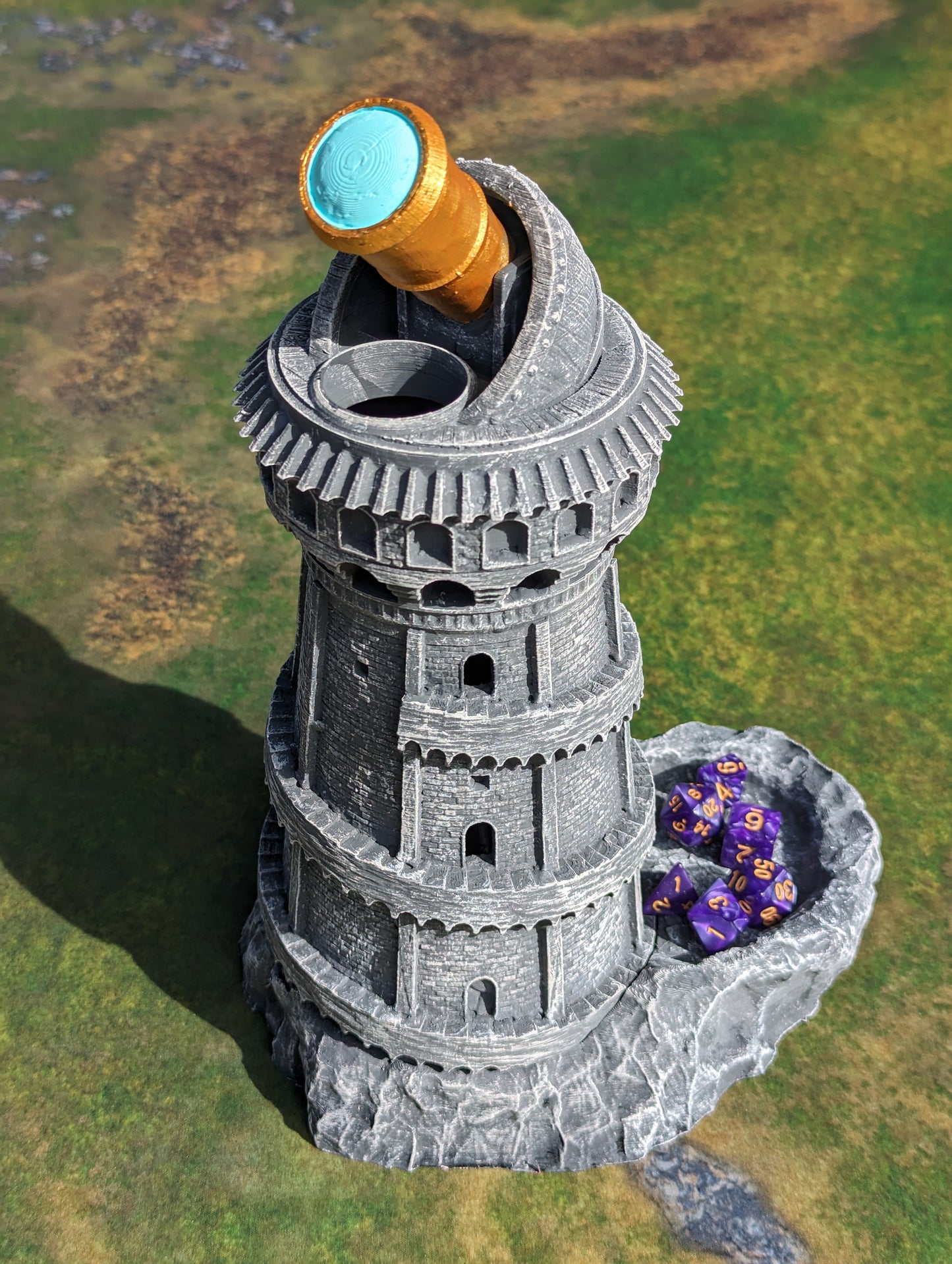 Explorer's Observatory 3D Printed Dice Tower - Mythic Roll - Unchained Games - Gazing into the stars!