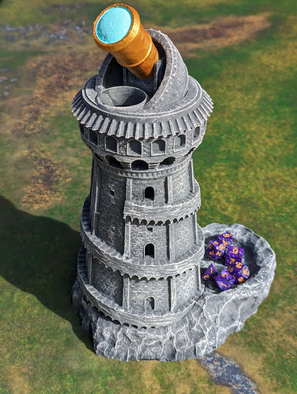 Explorer's Observatory 3D Printed Dice Tower - Mythic Roll - Unchained Games - Gazing into the stars!