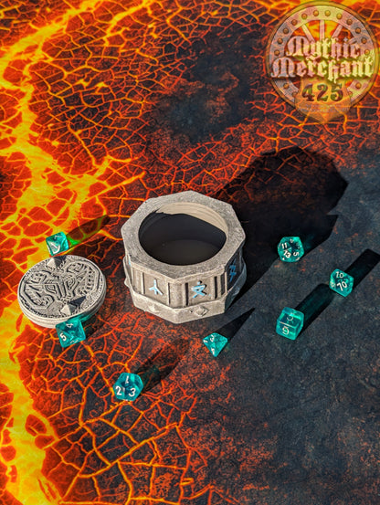 Dwarven 3D Printed Dice Vault | Dice Jail | DnD Can Holder | Table Coaster | Mythic Mugs Collection by Ars Moriendi 3D- Forge Your Destiny!