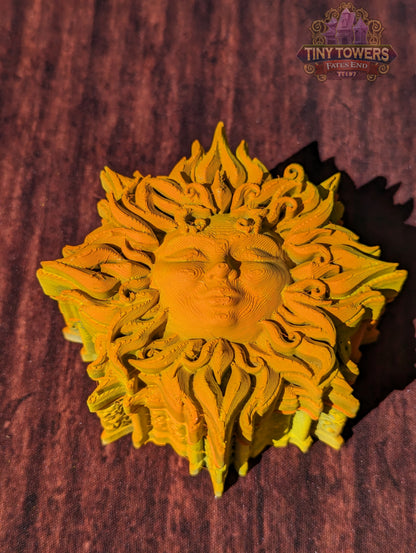 Celestial Sun 3D Printed Dice Jail | RPG Dice Vault | D20 Box |  Fate’s End Collection - Harness the Radiance of the Sun!
