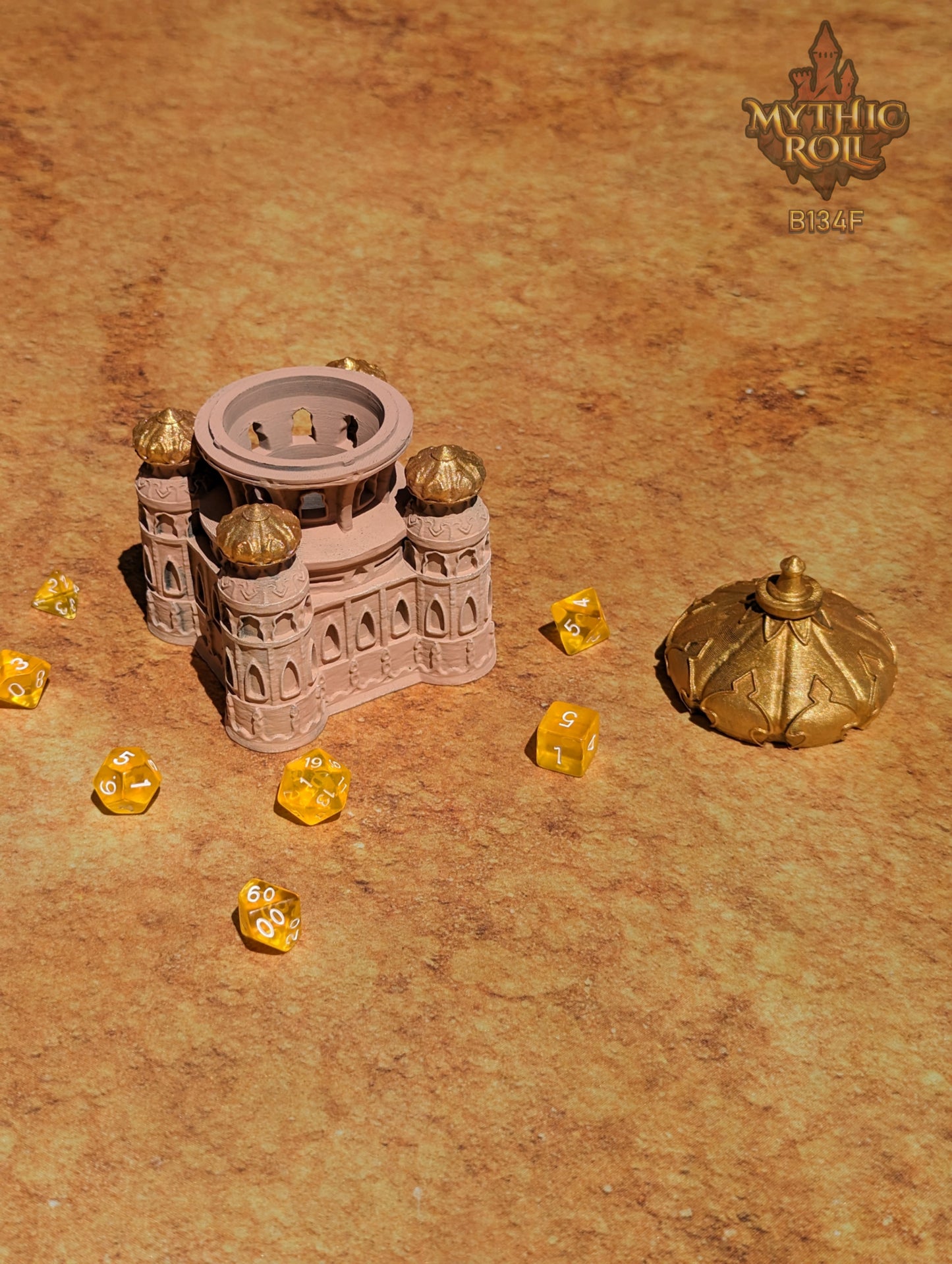 Dar as Salaam 3D Printed Dice Jail | RPG Dice Vault | D20 Box | Mythic Roll Collection - Guard Your Dice with the Mystique of Ancient Sands.